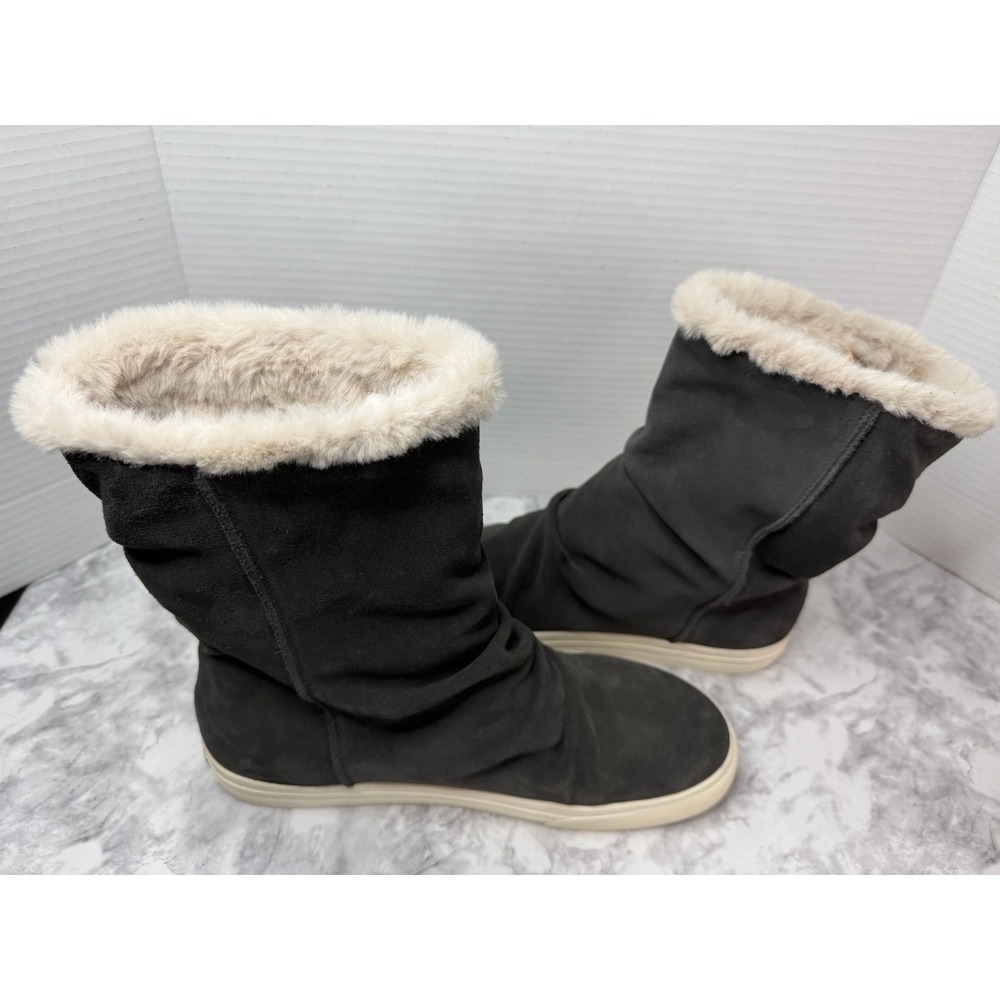 Taos Cozy Chic Soft Faux Fur Size Women's 9.5 Dark Gray Suede Slouchy Boots - Picture 5 of 14